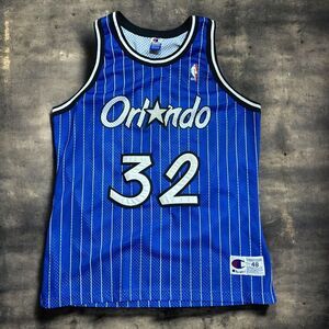 Champion NBA Vtg Orlando Magic Shaquille O'Neal Away Blue Basketball Jersey 48